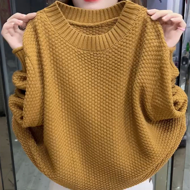 Damen lässiger Strickpullover mit strukturierter Oberfläche und weitem Schnitt EB