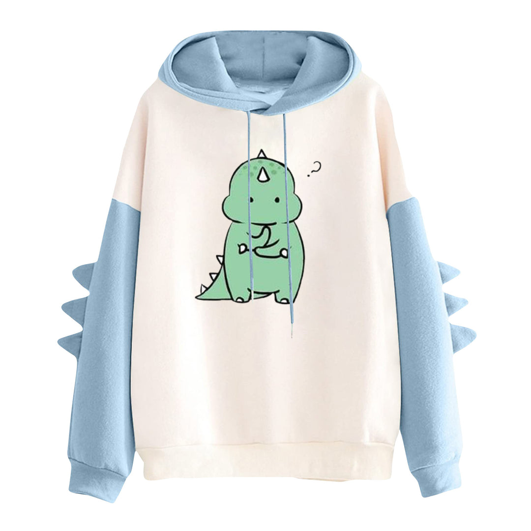 Damen nan Kapuzenpullover mit niedlichem Dinosaurier-Print und dreidimensionalen Ärmeldetails EB
