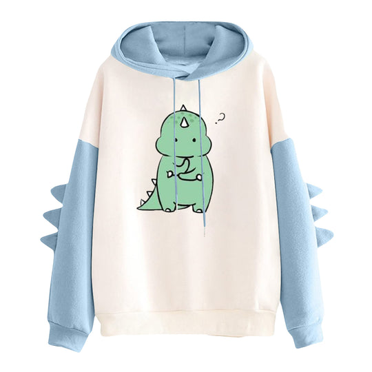 Damen nan Kapuzenpullover mit niedlichem Dinosaurier-Print und dreidimensionalen Ärmeldetails EB