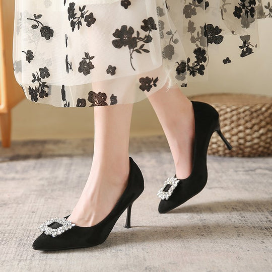 Damen elegante Spitzenpumps mit funkelndem Strassakzent EB