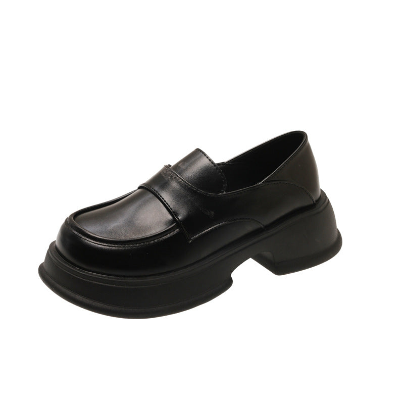 Damen modische Loafers mit dickem Plateau-Heel und elegantem Lederfinish EB