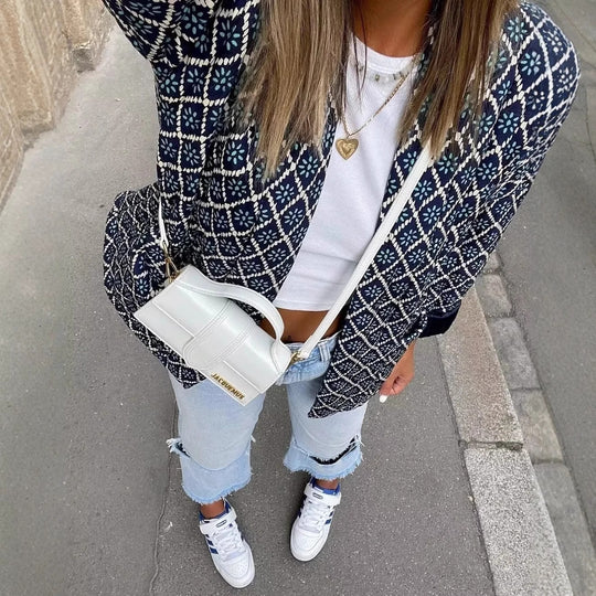 Damen Kimono-Jacke mit traditionellem Muster und bequemer Passform EB