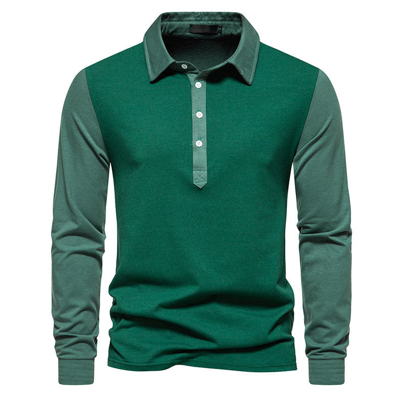 Herren Langarm-Henley-Shirt aus hochwertigem, atmungsaktivem Material mit Kontrastärmeln EB