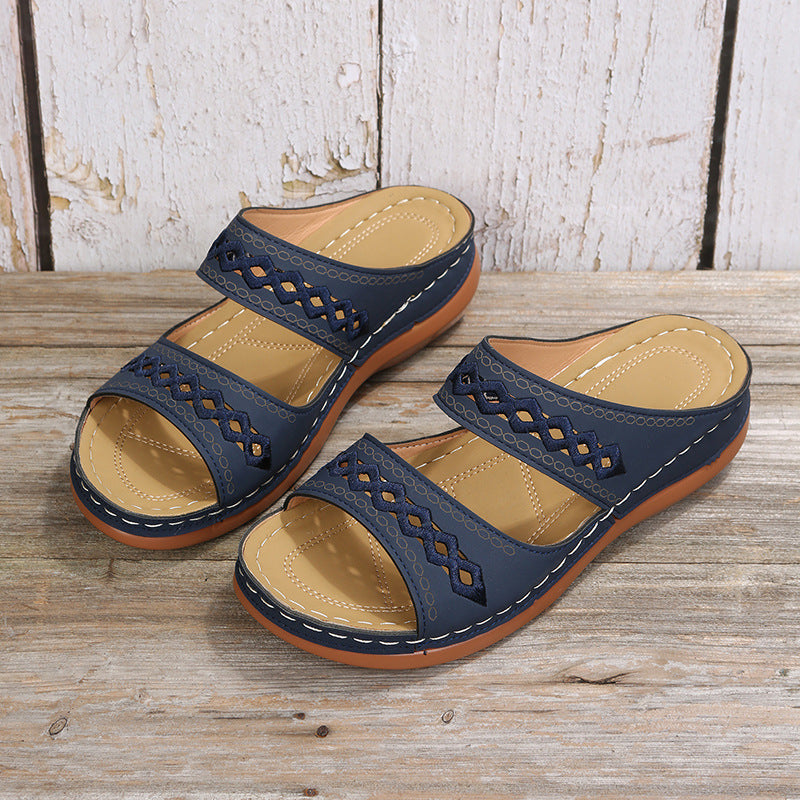 Damen bequeme Riemchen-Sandalen mit dekorativen Details EB
