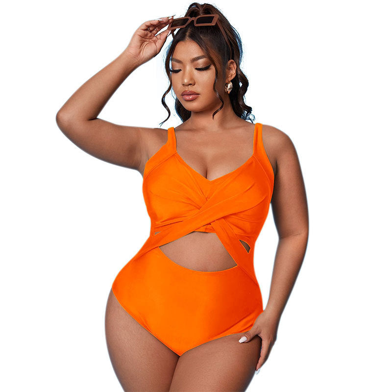 Damen Einteiliger Badeanzug mit stylischem Wickelschnitt und trendigen Cut-Out EB