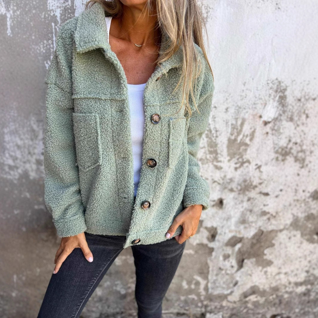 Damen nan kuschelige Teddyjacke im Shacket Stil EB