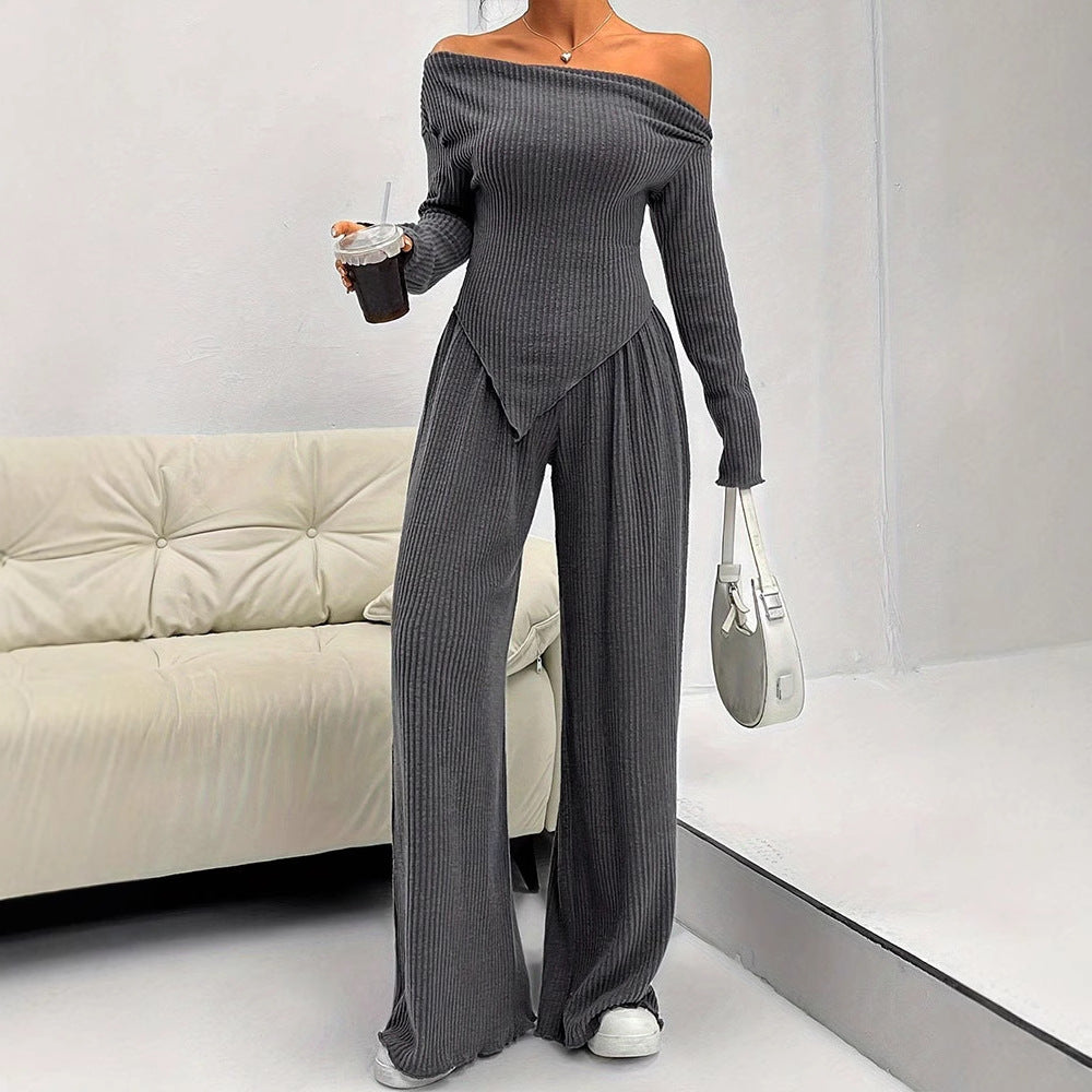 Damen figurbetontes Jumpsuit mit asymmetrischem Ausschnitt und langen Ärmeln EB