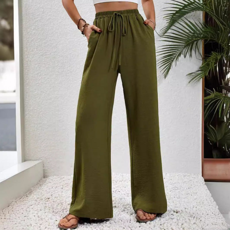 Damen luftige Paltz-Hose mit elastischem Bund und praktischen Taschen EB