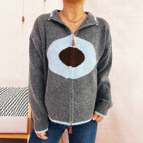 Damen kuscheliger Pullover mit auffälligem Design EB