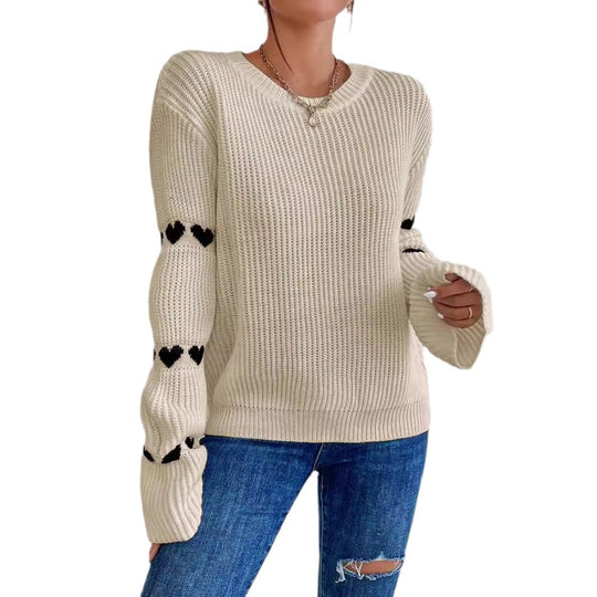 Damen Pullover mit romantischem Herzdesign EB