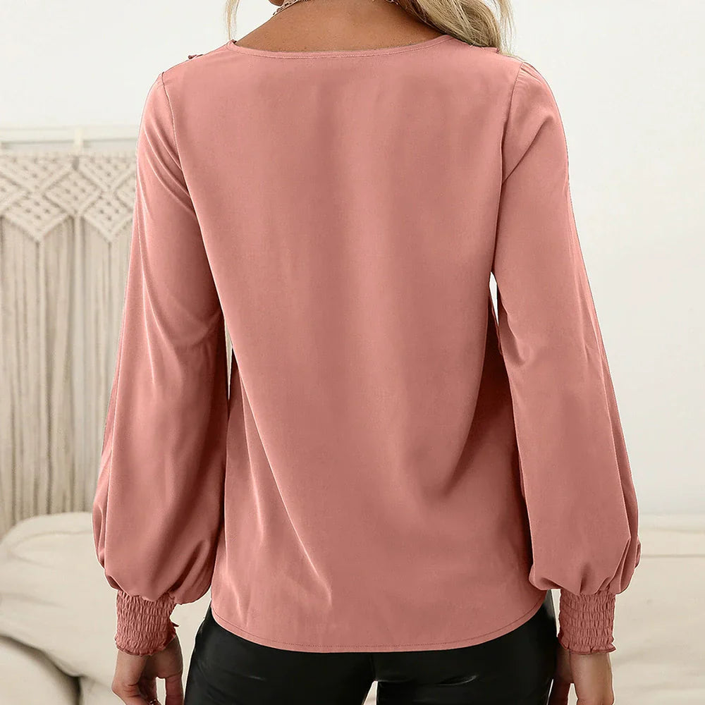 EB | Shirt mit langen Ärmeln lockere Passform Rüschendetails geraffte Manschette
