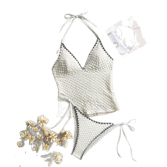 Damen Häkelbikini-Set mit modischem V-Ausschnitt EB
