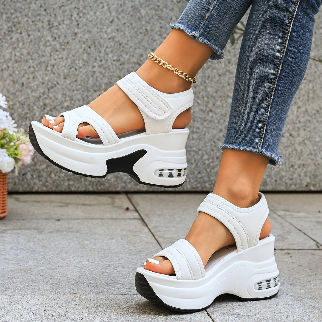 Damen Komfortable Wedge-Sandalen mit ergonomischem Riemendesign und gepolsterter Innensohle EB