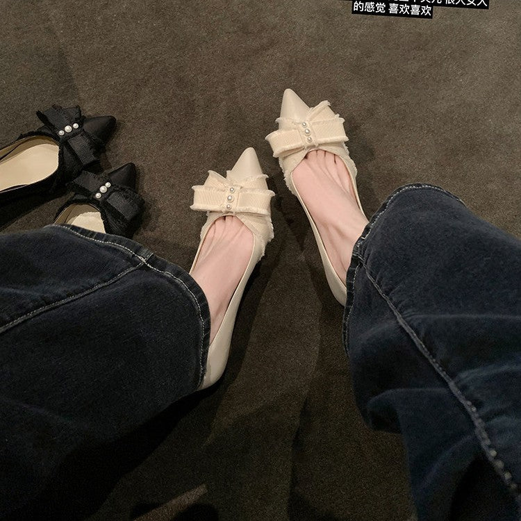 Damen Elegante Pumps mit dekorativem Schleifendetail und funkelnden Applikationen EB