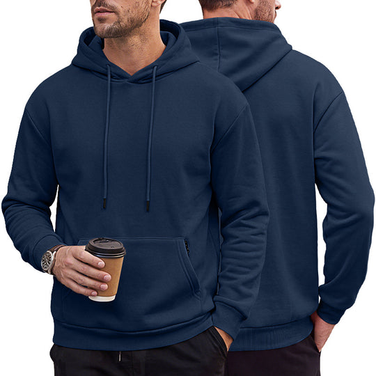 Herren Kapuzenpullover aus weichem Fleece mit Kängurutasche und verstellbarer Kapuze EB