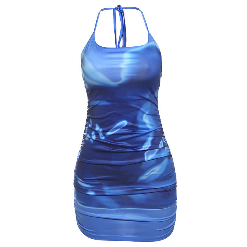 Damen Sommerkleid mit raffinierten Rüschendetails und Halterneck EB