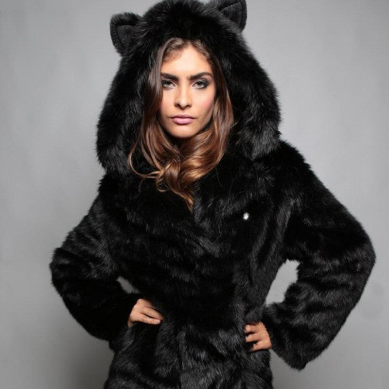 Damen Kuscheljacke mit Tiermotiv und Kapuze EB