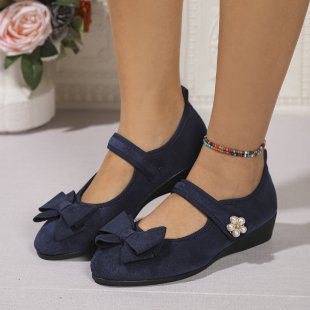 Damen Ballerinas mit dekorativer Schleifenapplikation und komfortablem Wedge-Absatz EB