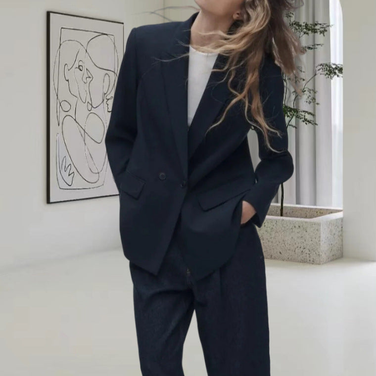 Damen Oversized Blazer mit eleganter Silhouette und dekorativen Knöpfen EB