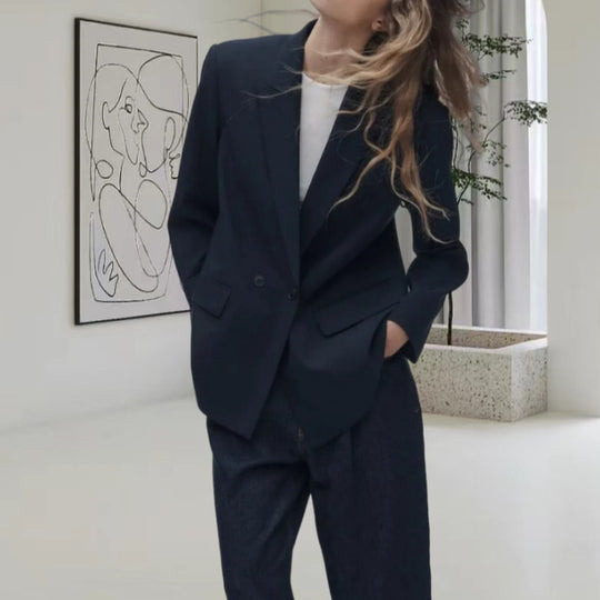 Damen Oversized Blazer mit eleganter Silhouette und dekorativen Knöpfen EB