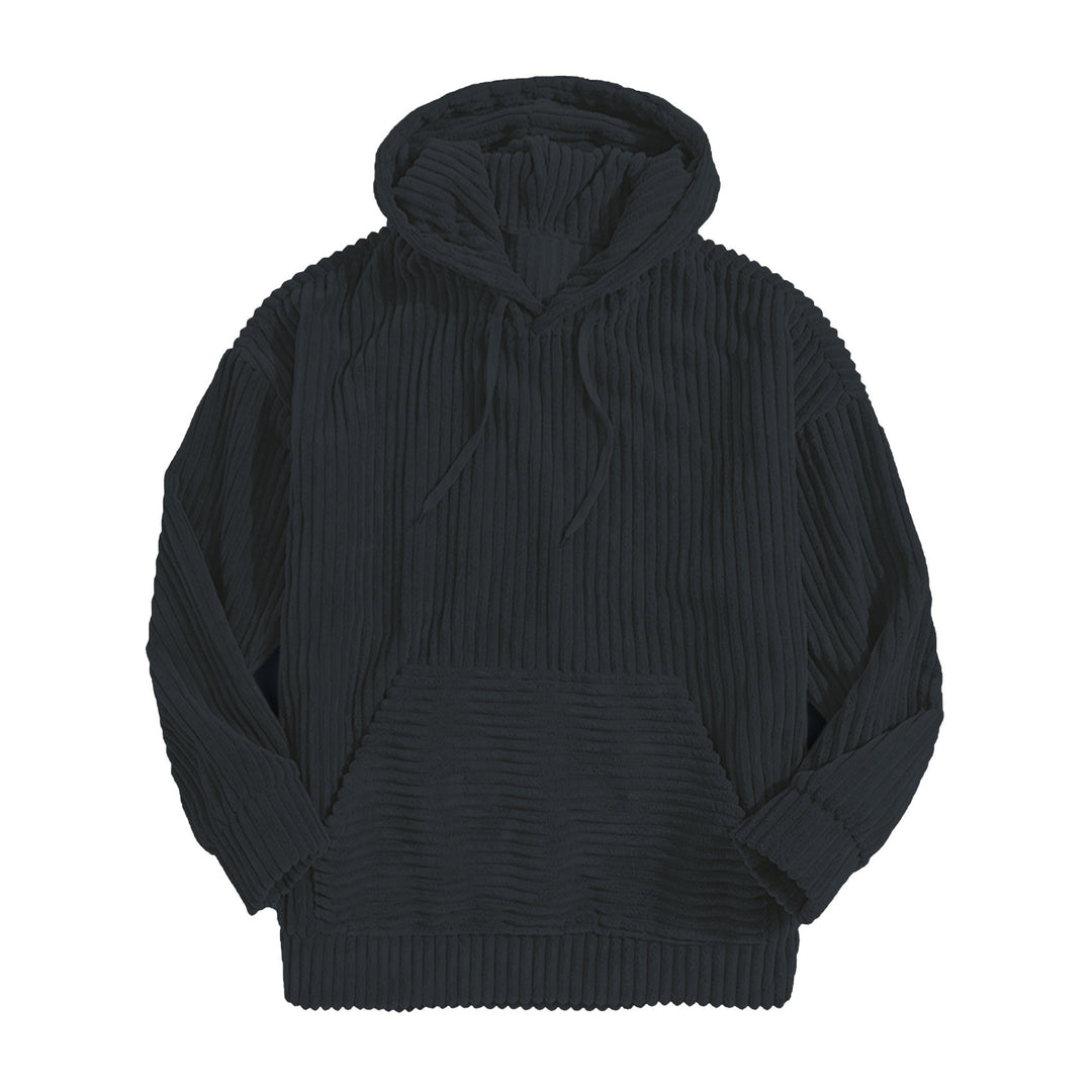 Unisex nan gerippter Samt-Hoodie mit Kapuze und Kängurutasche EB