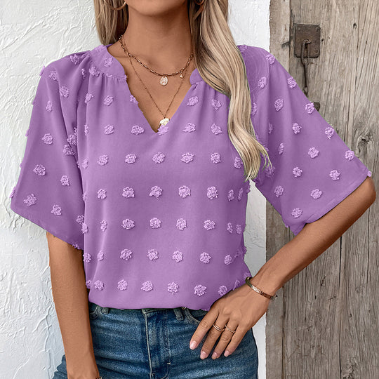 Damen elegantes Oberteil mit strukturiertem Blumenmuster EB