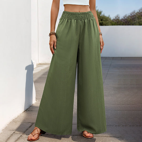 Damen Weite Palazzo-Hose mit elastischem Taillenbund und lässiger Schnitt EB