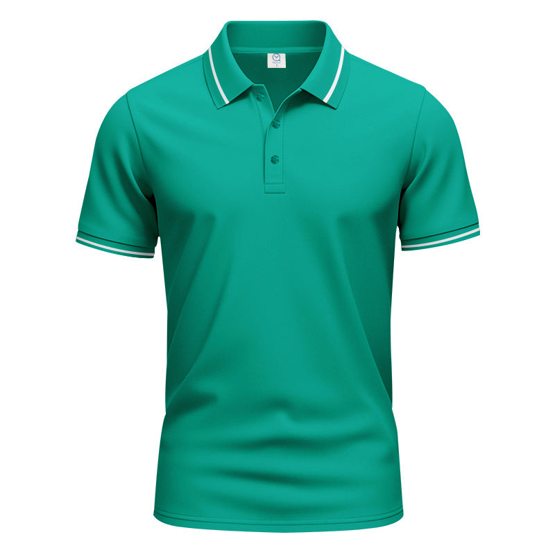 Herren nan atmungsaktives Interlock-Poloshirt mit Kontrast-Tipping, kurzer Knopfleiste und schmaler Silhouette EB
