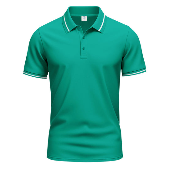 Herren nan atmungsaktives Interlock-Poloshirt mit Kontrast-Tipping, kurzer Knopfleiste und schmaler Silhouette EB
