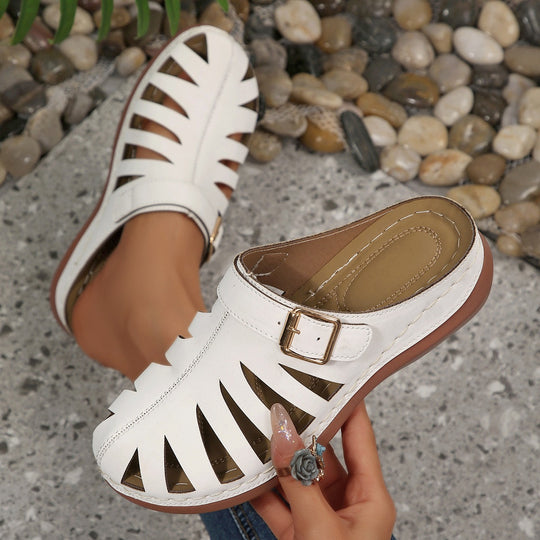 Damen Slipper‑Sandalen mit geschlossener Zehenkappe, Cut‑Out‑Design und verstellbarer Schnalle EB