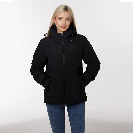 Damen Steppjacke mit abnehmbarem Kunstfellkragen und praktischen Taschen EB