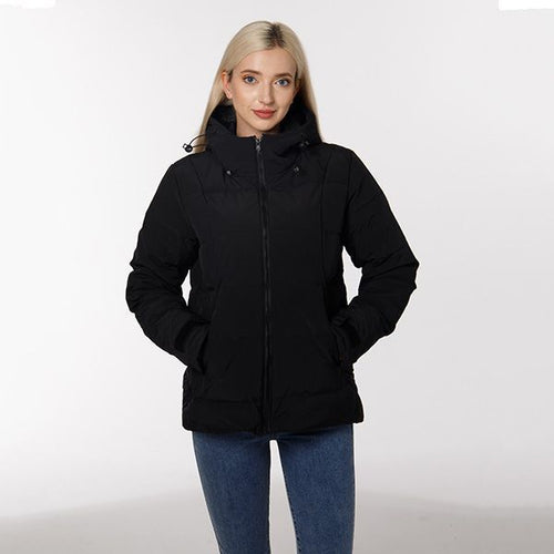 Damen Steppjacke mit abnehmbarem Kunstfellkragen und praktischen Taschen EB
