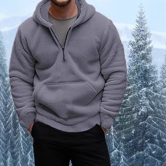 Herren Kuscheliger Fleece-Hoodie mit halblangem Reißverschluss EB