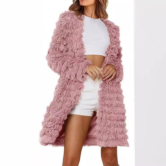 Damen Langer Fransenmantel EB