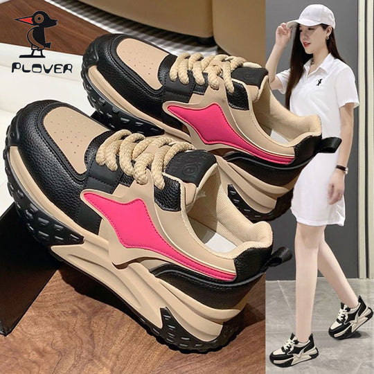 Damen Sportliche Chunky Sneakers mit atmungsaktiver Oberflächenstruktur und rutschfester Sohle EB