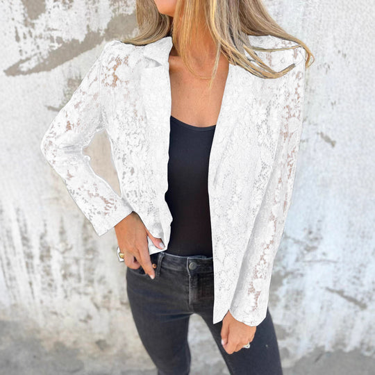Damen Spitzenjacke mit lässigem Schnitt und eleganten Details R&B