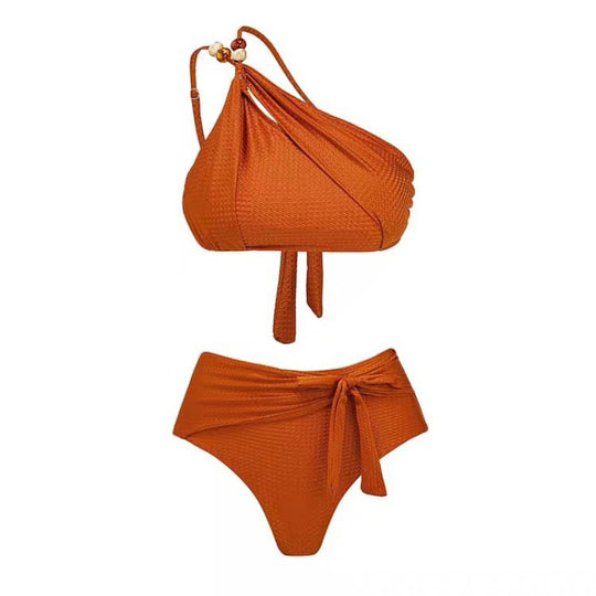 Damen Hochgeschnittener Bikini mit asymmetrischem Schnitt und raffiniertem Wickel-Design EB