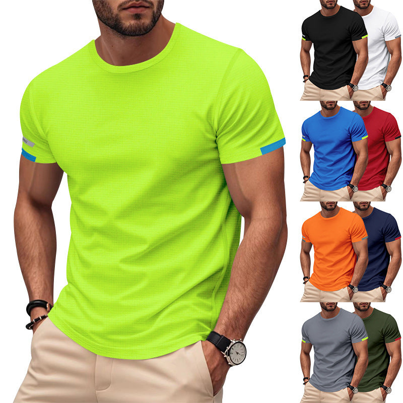 Herren nan athletisches Kurzarm Baumwolljersey T-Shirt mit Rundhalsausschnitt und reflektierenden Ärmeldetails EB