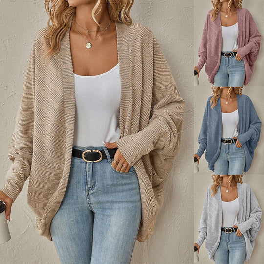 Damen lässige Strickjacke mit oversized Schnitt und lässigen Ärmeln EB