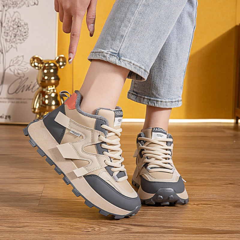 Damen Sportliche High-Top Sneakers mit kuscheligem Fleece-Futter und rutschfester Sohle EB