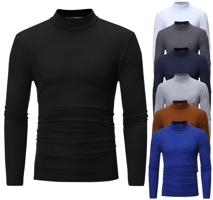 Herren nan tailliertes Langarm-Stehkragen-Shirt aus Stretchjersey EB