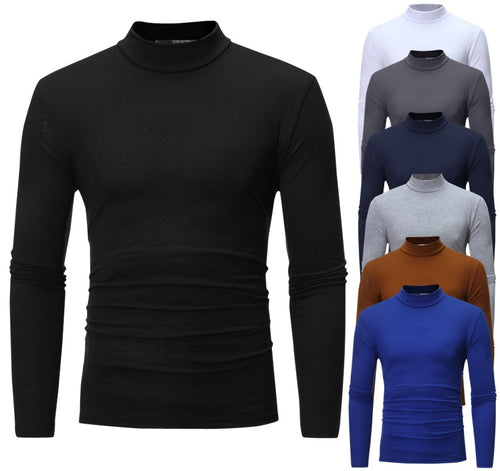 Herren nan tailliertes Langarm-Stehkragen-Shirt aus Stretchjersey EB