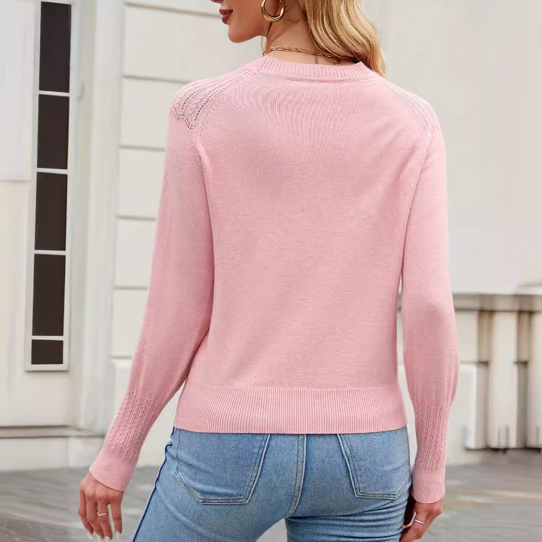 Damen eleganter Feinstrickpullover mit dekorativem Schulterdesign EB