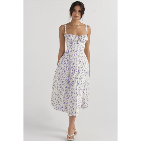Damen Maxikleid mit floralem Design und elegantem Schlitz EB