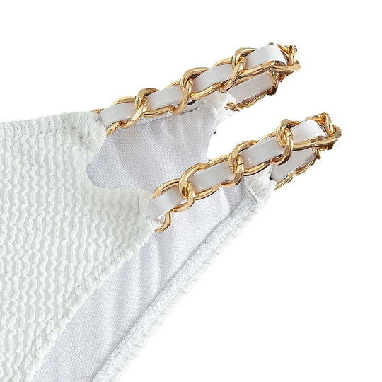 Damen Triangel-Bikini mit goldfarbenen Kettenakzenten EB