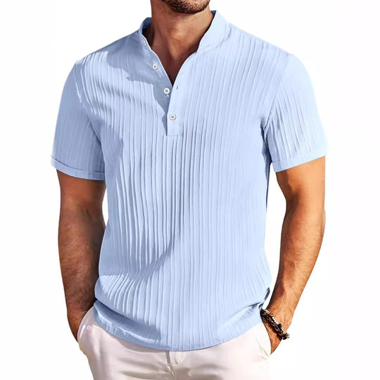 Herren Kurzarm Henley-T-Shirt mit strukturiertem Design EB