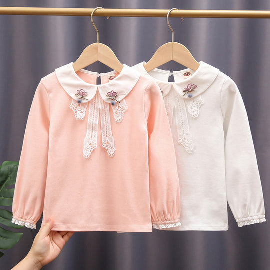Damen elegante Bluse mit Spitzenapplikationen EB