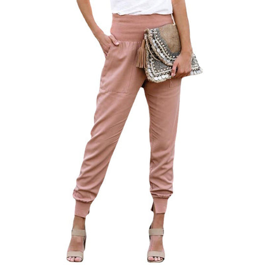 Damen bequem geschnittene Jogger-Hose mit seitlichen Taschen und Gummizug EB