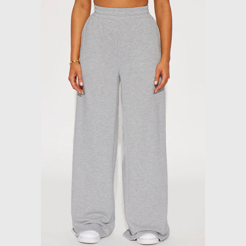 Damen nan weite High-Waist Loungehose mit elastischem Bund und praktischen Seitentaschen EB