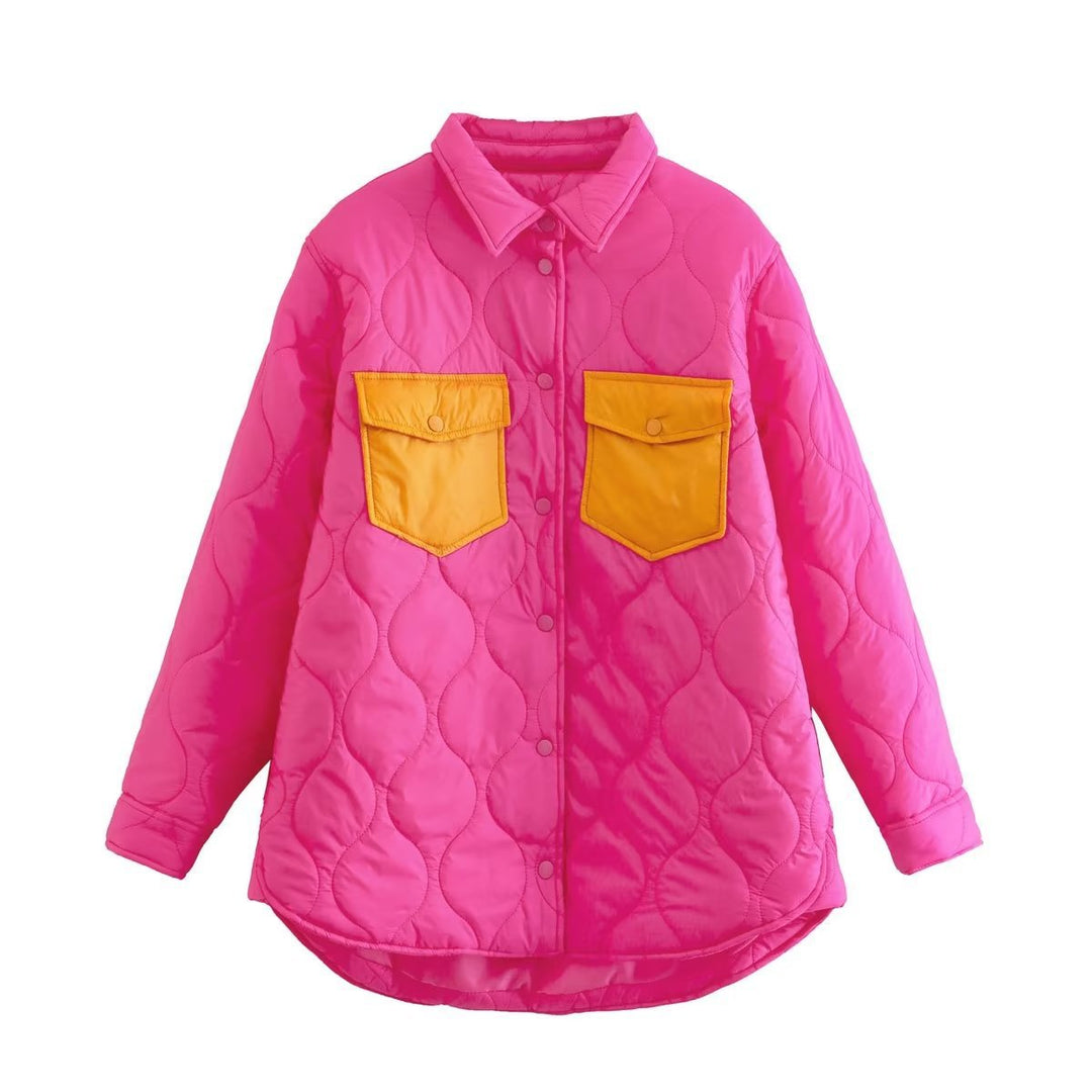 Damen gesteppte Übergangsjacke mit auffälligen Taschen und modischem Schnitt EB